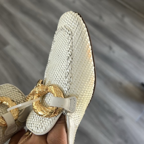 SCHUTZ Cream Loafers with Gold Accent - Picture 6 of 9